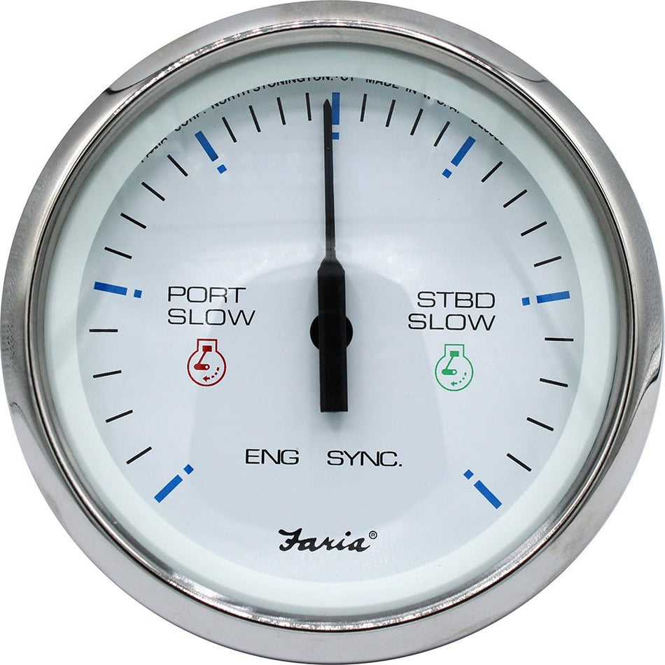 Faria 4" Chesapeake SS White Engine Synchronizer - Dual Gas & Var Ratio Alt Diesel - Get Tight Gear