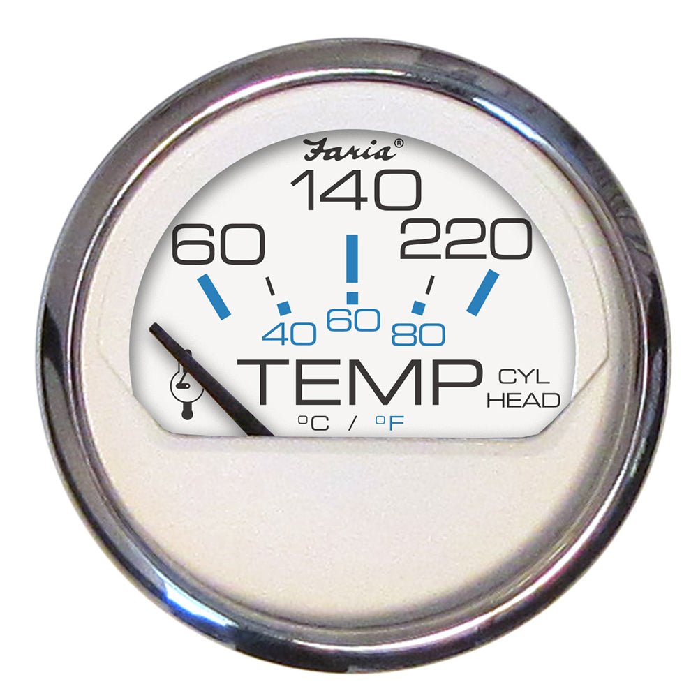 Faria Chesapeake White SS 2" Cylinder Head Temperature Gauge (60 - 220F) - Get Tight Gear