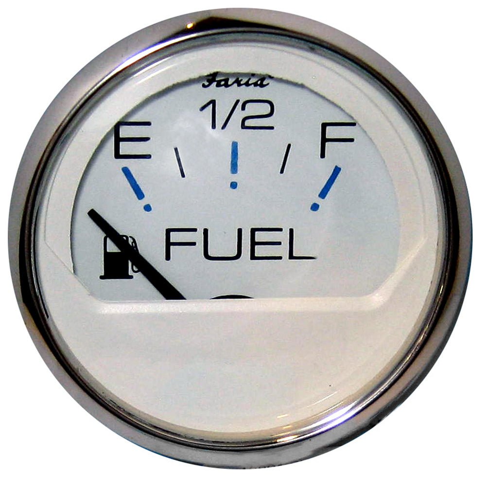 Faria Chesapeake White SS 2" Fuel Level Gauge (E - 1/2 - F) - Get Tight Gear
