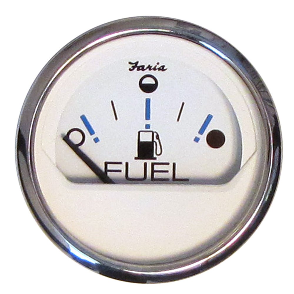 Faria Chesapeake White SS 2" Fuel Level Gauge - Metric (E - 1/2 - F) - Get Tight Gear