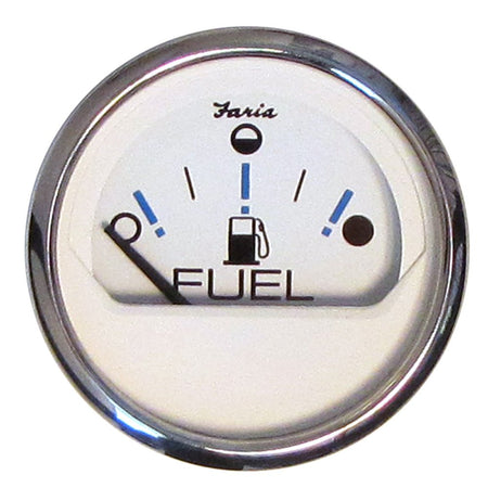Faria Chesapeake White SS 2" Fuel Level Gauge - Metric (E - 1/2 - F) - Get Tight Gear