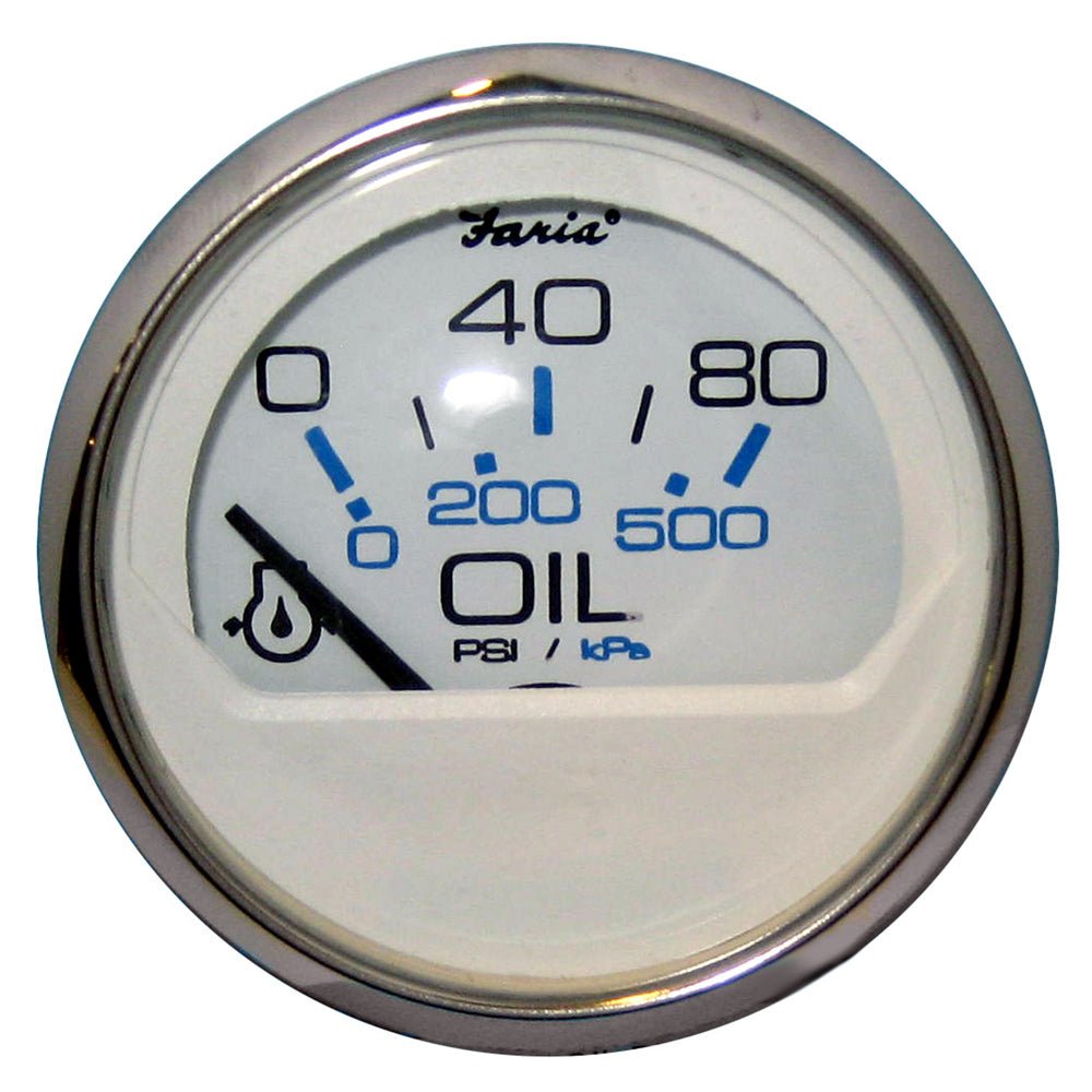 Faria Chesapeake White SS 2" Oil Pressure Gauge (80 PSI) - Get Tight Gear