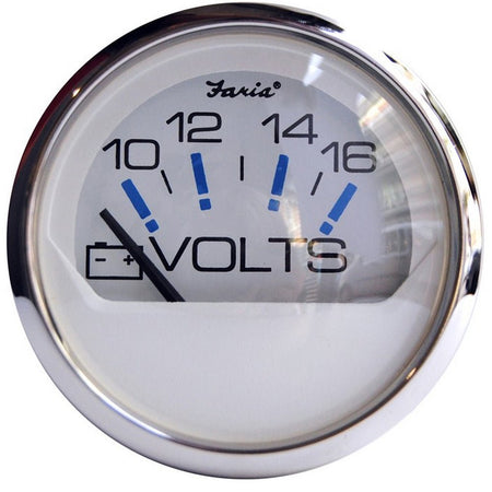 Faria Chesapeake White SS 2" Voltmeter (10 - 16 VDC) - Get Tight Gear