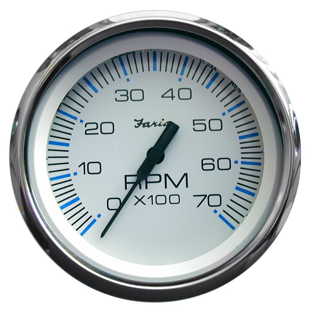 Faria Chesapeake White SS 4" Tachometer - 7000 RPM (Gas) (All Outboards) - Get Tight Gear