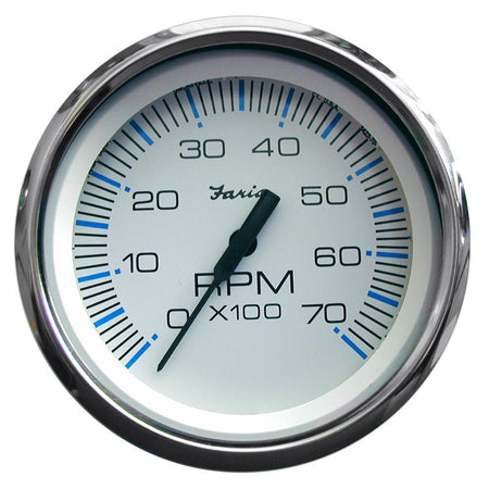 Faria Chesapeake White SS 4" Tachometer - 7000 RPM (Gas) (All Outboards) - Get Tight Gear