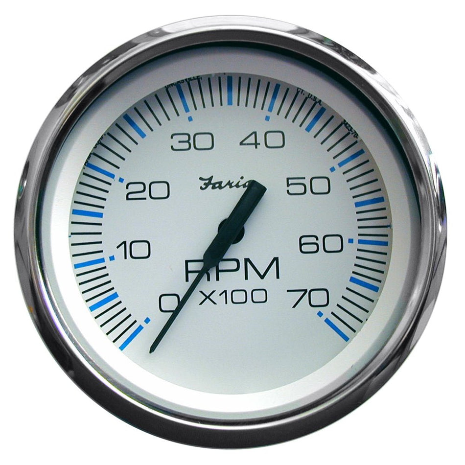 Faria Chesapeake White SS 4" Tachometer - 7000 RPM (Gas) (All Outboards) - Get Tight Gear
