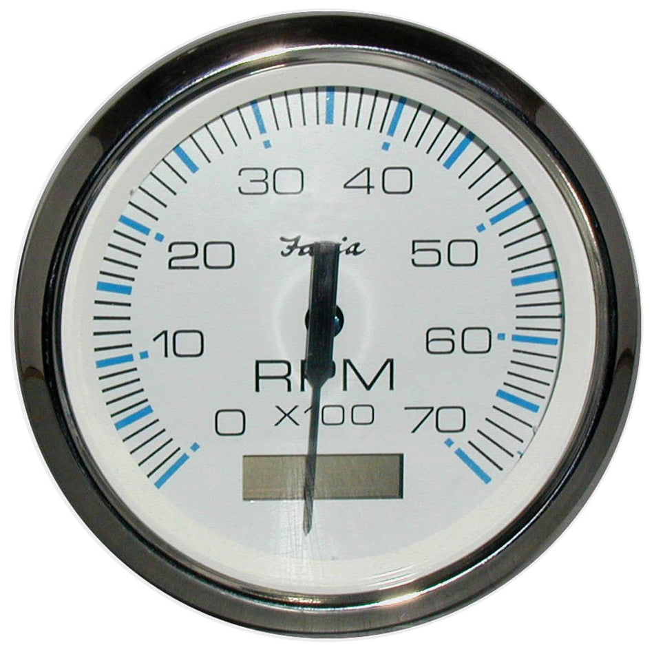 Faria Chesapeake White SS 4" Tachometer w/Hourmeter - 7000 RPM (Gas) (Outboard) - Get Tight Gear
