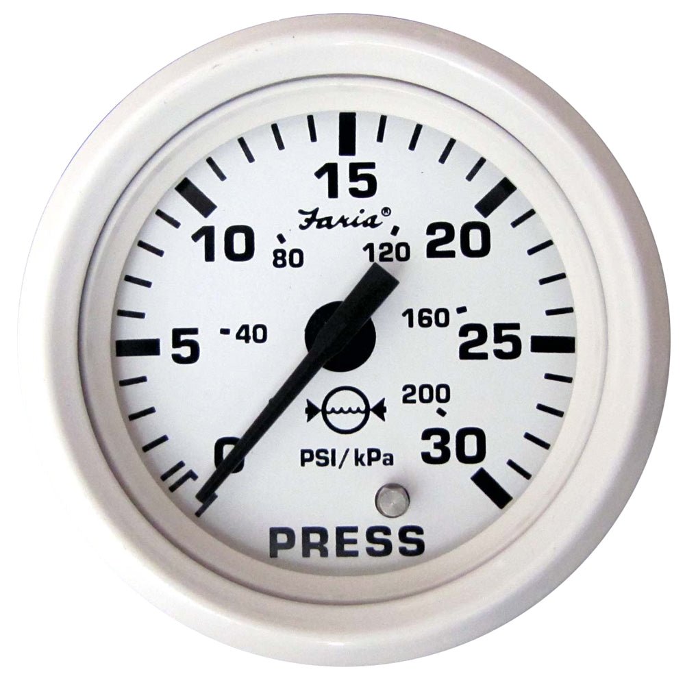 Faria Dress White 2" Water Pressure Gauge (30 PSI) - Get Tight Gear