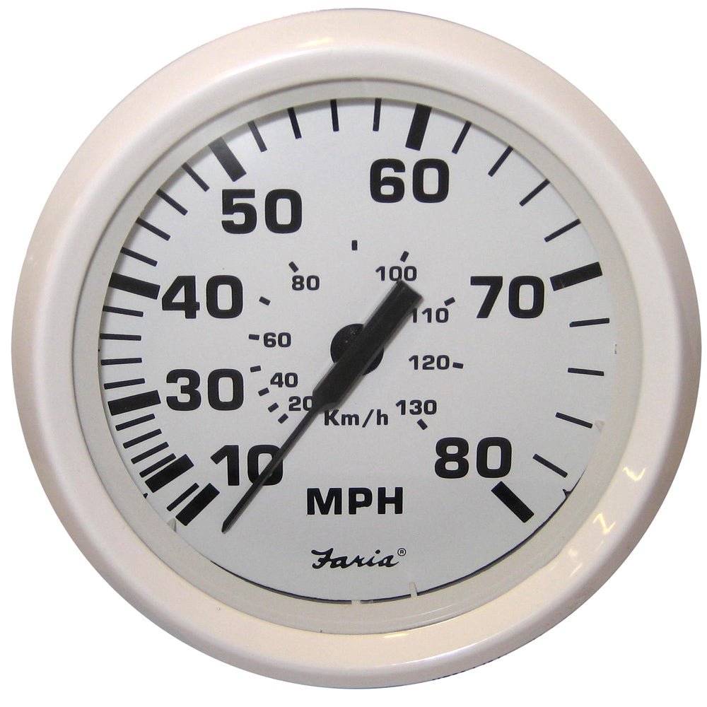 Faria Dress White 4" Speedometer - 80MPH (Pitot) - Get Tight Gear