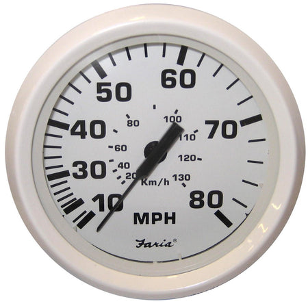 Faria Dress White 4" Speedometer - 80MPH (Pitot) - Get Tight Gear