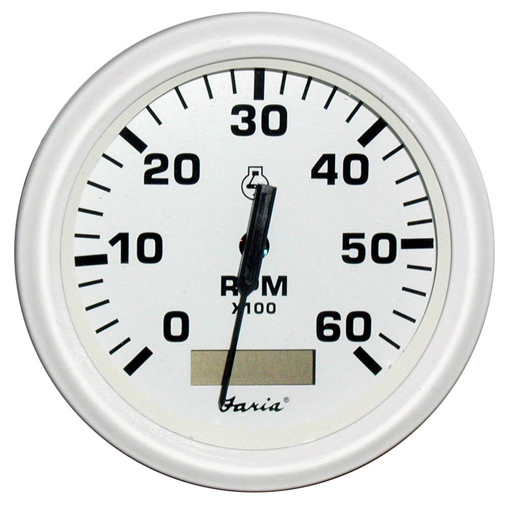 Faria Dress White 4" Tachometer w/Hourmeter - 6000 RPM (Gas) (Inboard) - Get Tight Gear