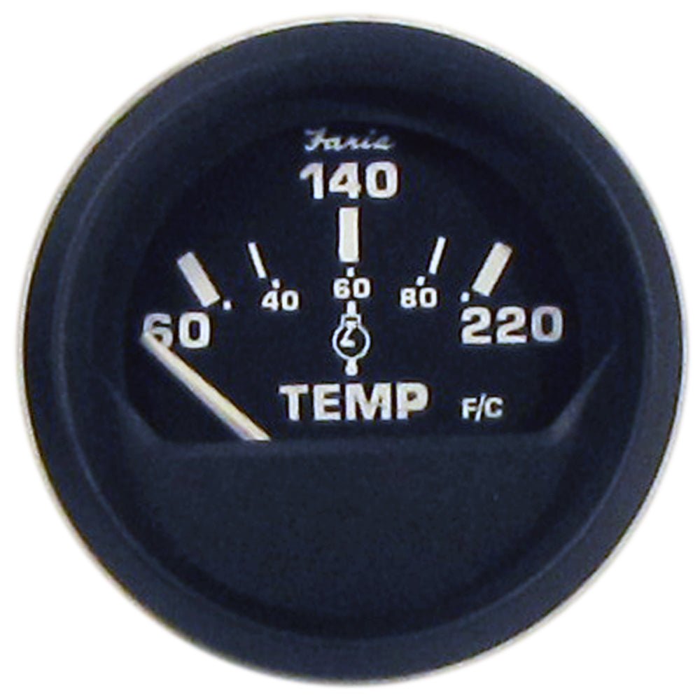 Faria Euro Black 2" Cylinder Head Temperature Gauge (60 to 220 F) with Sender - Get Tight Gear