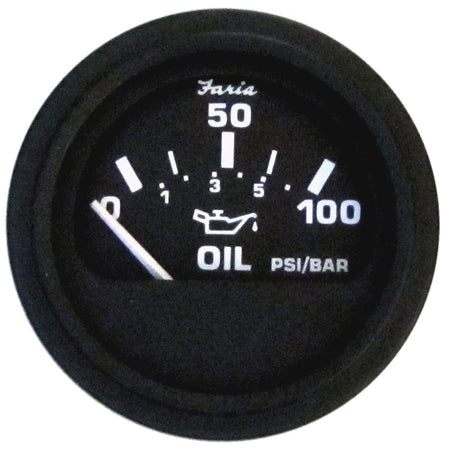 Faria Euro Black 2" Oil Pressure Gauge (100 PSI) - Get Tight Gear