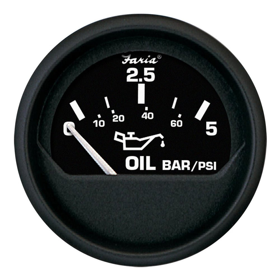 Faria Euro Black 2" Oil Pressure Gauge - Metric (5 Bar) - Get Tight Gear