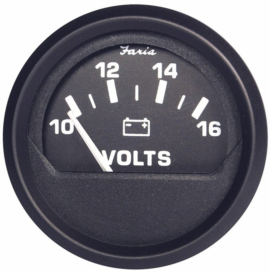 Faria Euro Black 2" Voltmeter (10 - 16 V) - Get Tight Gear
