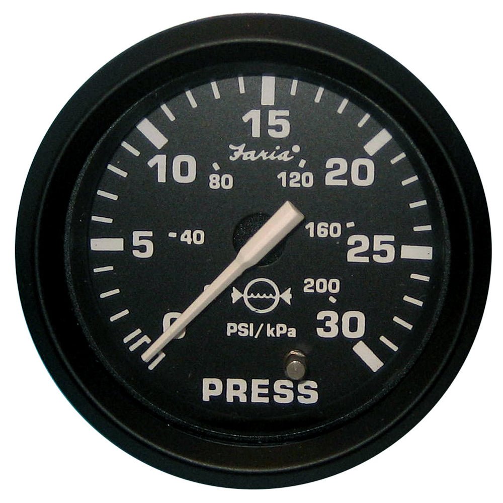 Faria Euro Black 2" Water Pressure Gauge (30 PSI) - Get Tight Gear