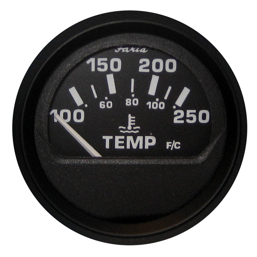 Faria Euro Black 2" Water Temperature Gauge (100 - 250F) - Get Tight Gear