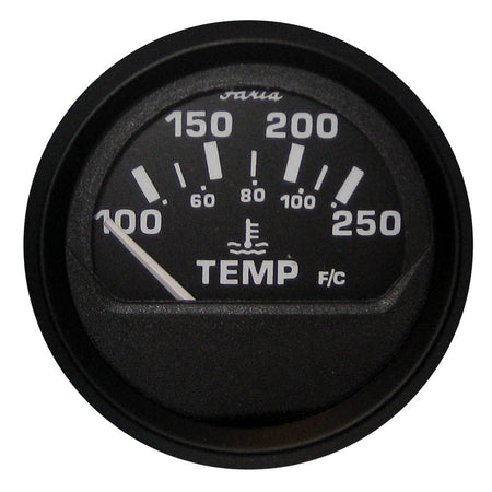 Faria Euro Black 2" Water Temperature Gauge (100 - 250F) - Get Tight Gear