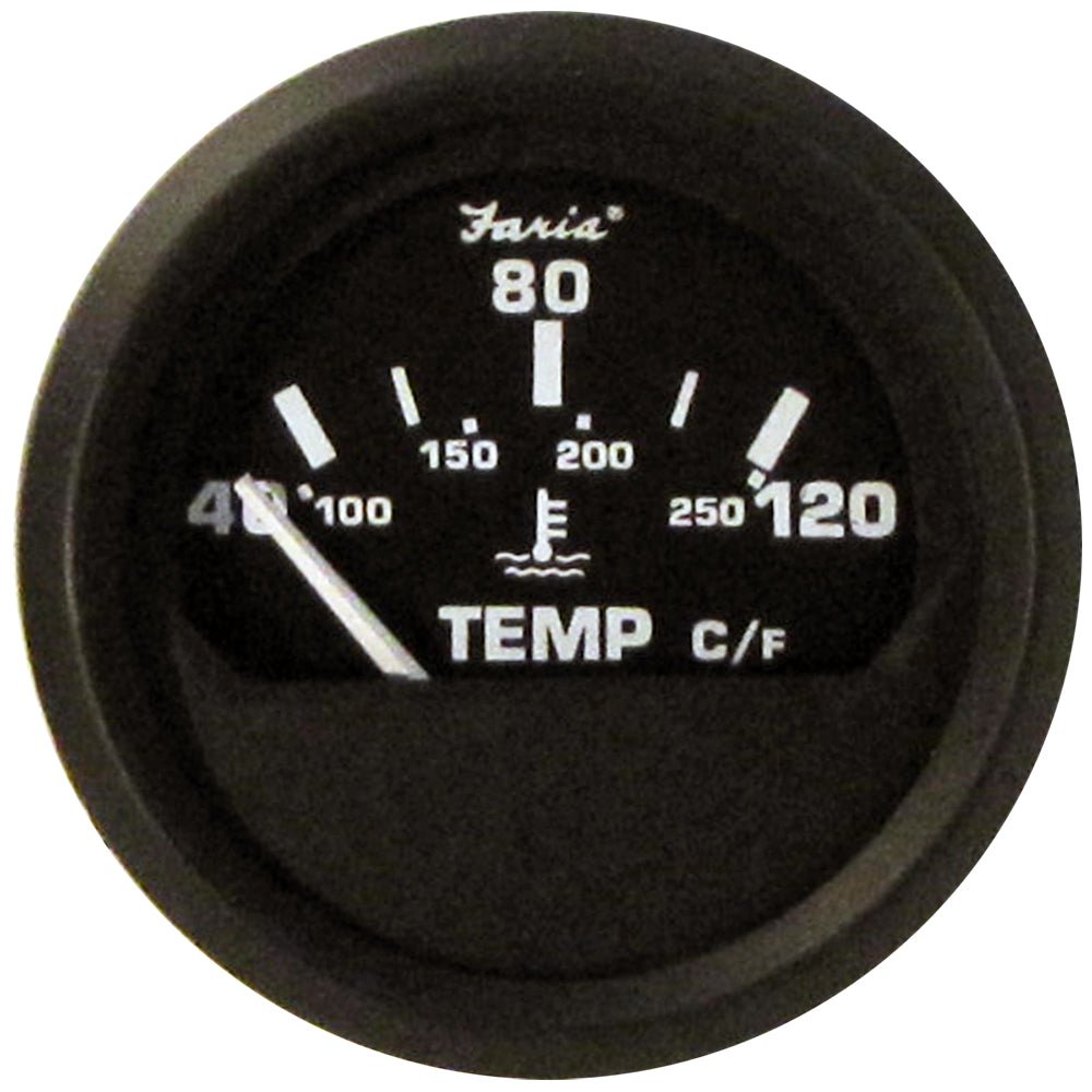 Faria Euro Black 2" Water Temperature Gauge - Metric (40 to 120 C) - Get Tight Gear