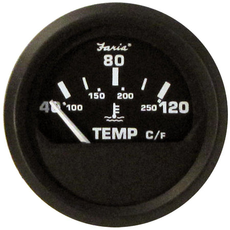 Faria Euro Black 2" Water Temperature Gauge - Metric (40 to 120 C) - Get Tight Gear