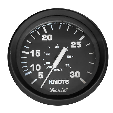 Faria Euro Black 4" Speedometer - 30 Knot (Pitot) - Get Tight Gear