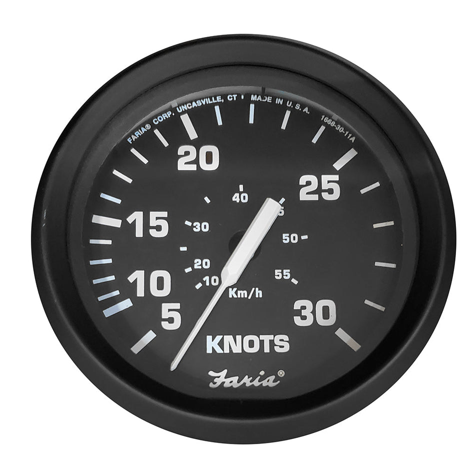 Faria Euro Black 4" Speedometer - 30 Knot (Pitot) - Get Tight Gear