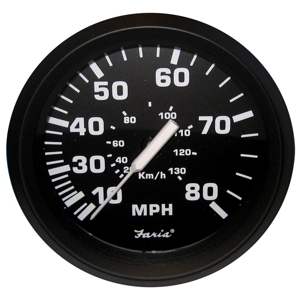 Faria Euro Black 4" Speedometer - 80MPH (Pitot) - Get Tight Gear