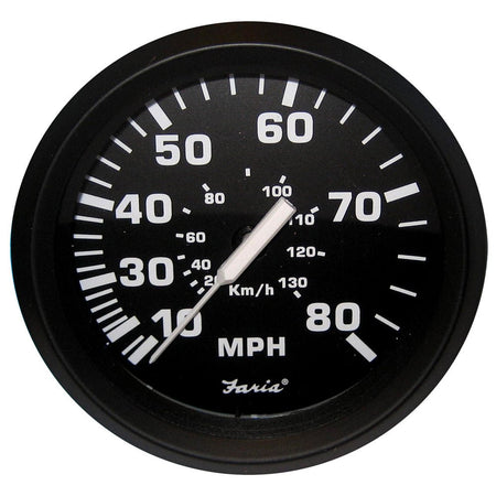 Faria Euro Black 4" Speedometer - 80MPH (Pitot) - Get Tight Gear