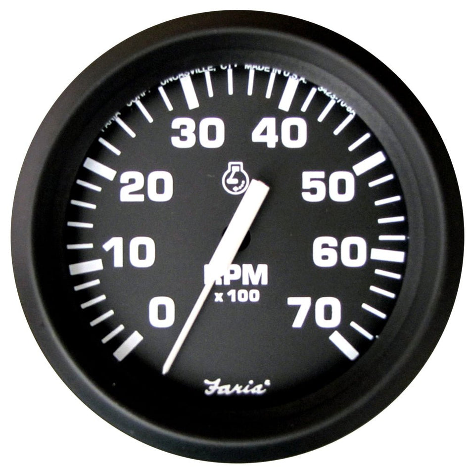 Faria Euro Black 4" Tachometer - 7,000 RPM (Gas - All Outboard) - Get Tight Gear