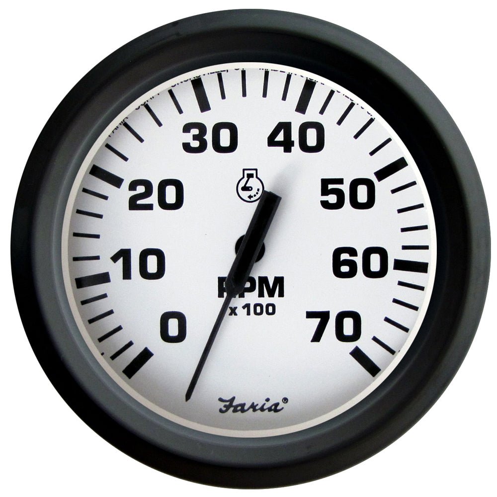 Faria Euro White 4" Tachometer 7000 RPM (Gas) (Outboards) - Get Tight Gear