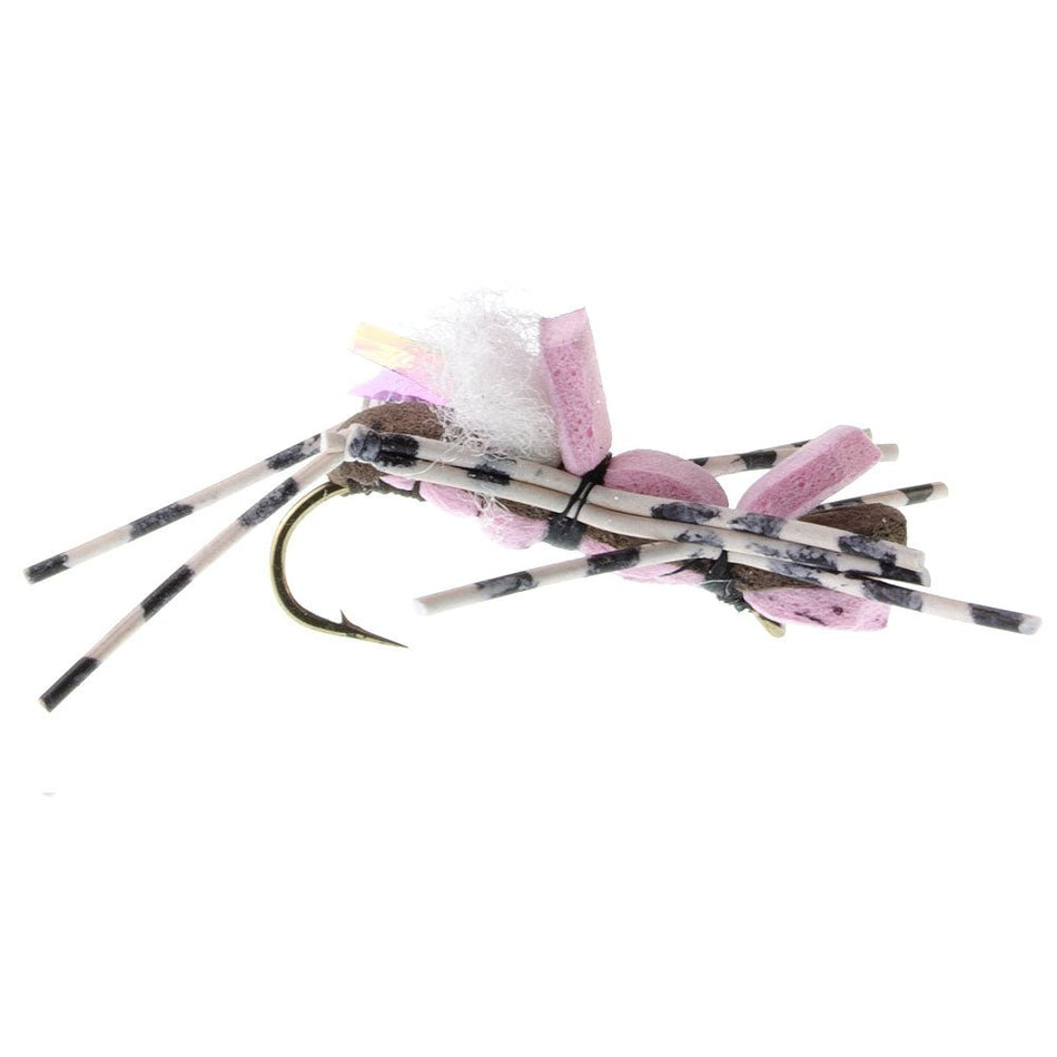 Fat Albert Pink Foam Body Grasshopper Fly - 6 Flies Hook Size 10 - Get Tight Gear