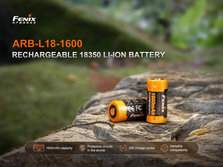 Fenix ARB - L18 - 1600 Rechargeable 18350 Battery - Get Tight Gear