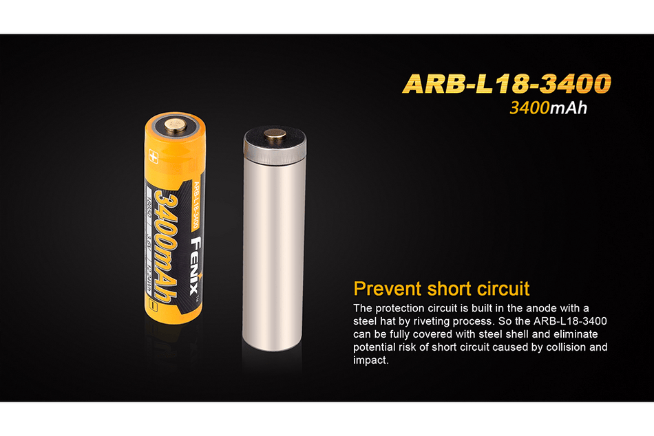 Fenix ARB - L18 - 3400mAh Rechargeable 18650 Battery - Get Tight Gear