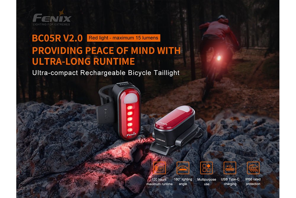 Fenix BC05R V2.0 Rechargeable Bicycle Tail Light - Get Tight Gear