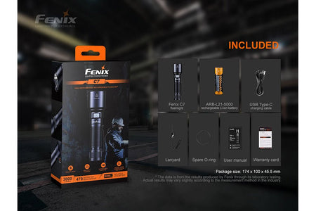 Fenix C7 High - performance Rechargeable LED Flashlight - 3000 Lumens - Get Tight Gear