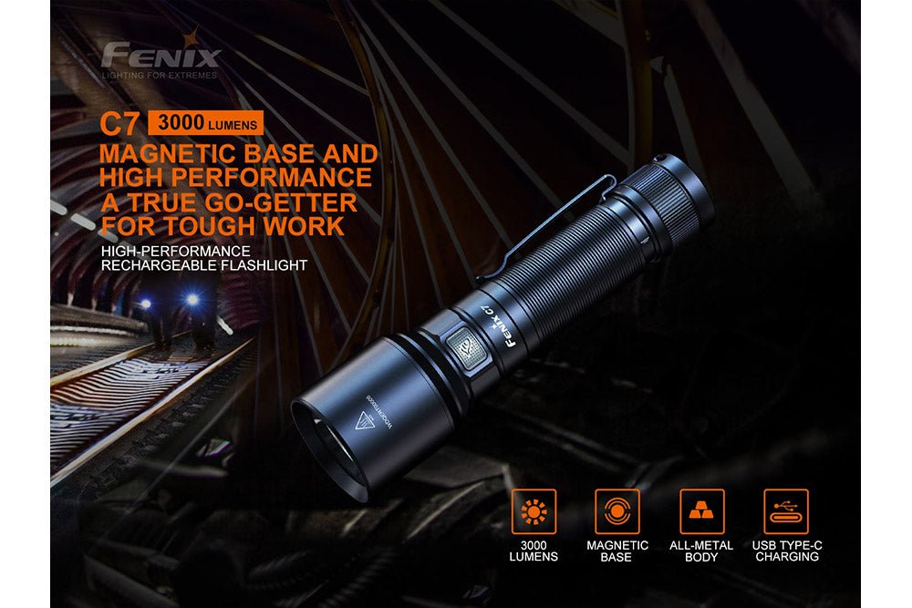 Fenix C7 High - performance Rechargeable LED Flashlight - 3000 Lumens - Get Tight Gear