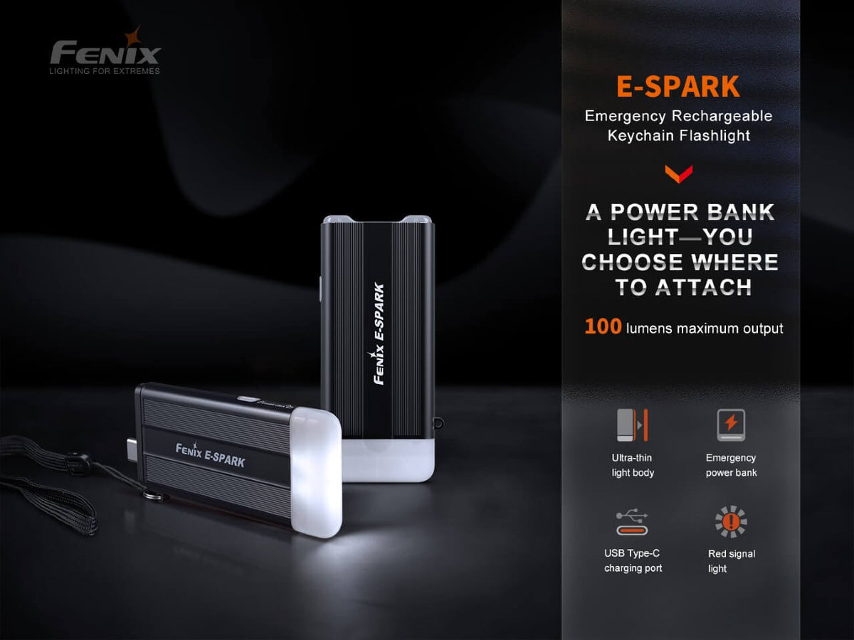 Fenix E - SPARK Ultra - Thin Powerbank LED Flashlight - Get Tight Gear