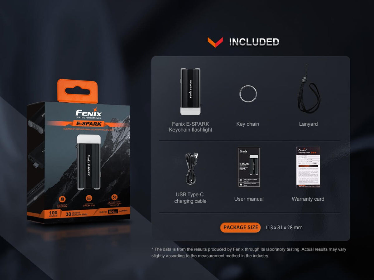 Fenix E - SPARK Ultra - Thin Powerbank LED Flashlight - Get Tight Gear