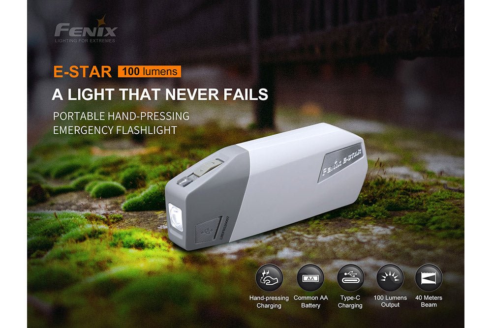 Fenix E - Star - Portable Self - powered Emergency LED Flashlight - Get Tight Gear