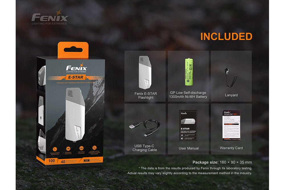 Fenix E - Star - Portable Self - powered Emergency LED Flashlight - Get Tight Gear