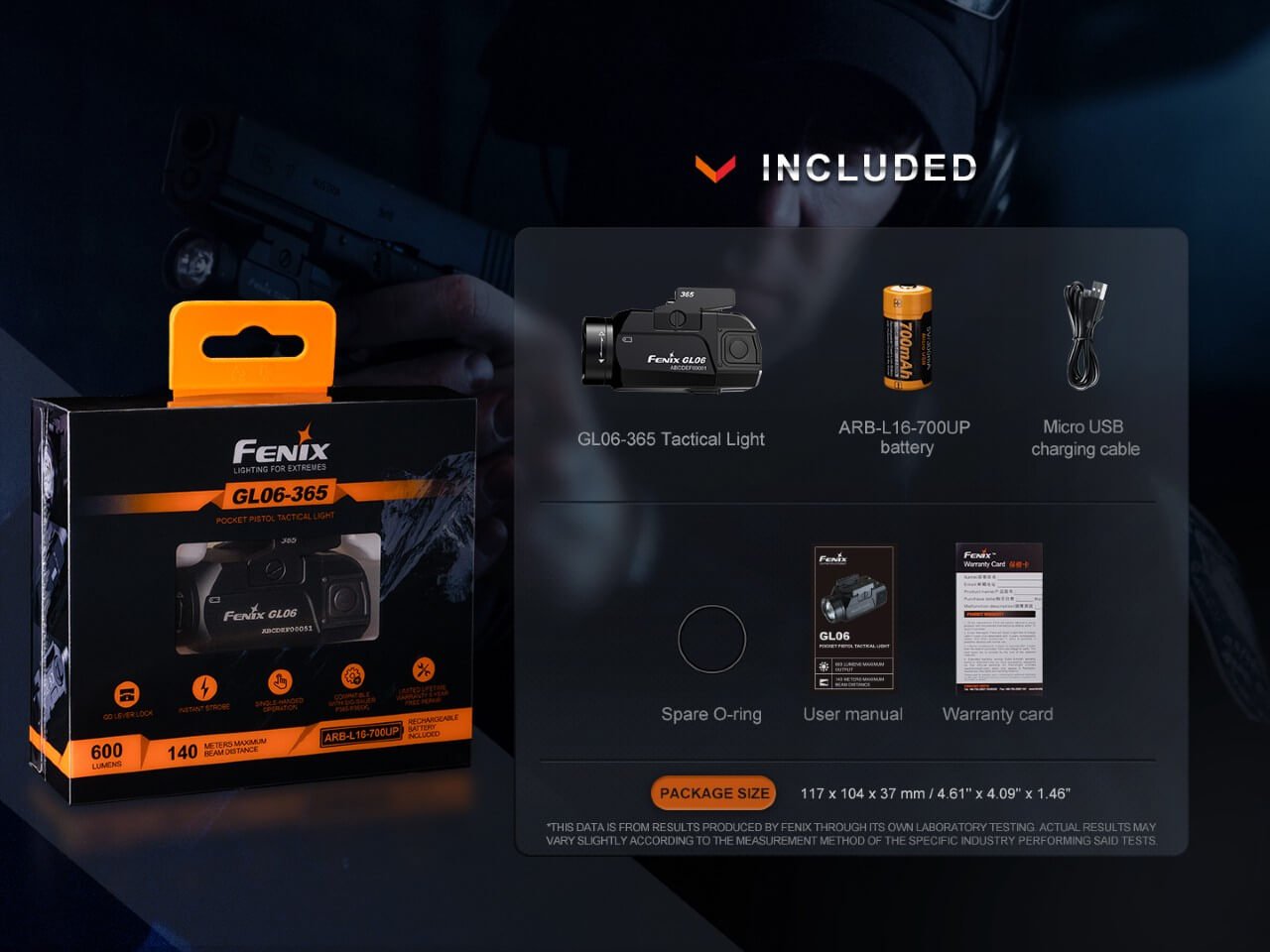 Fenix GL06 Pocket Pistol Tactical LED Light - 600 Lumens - Get Tight Gear