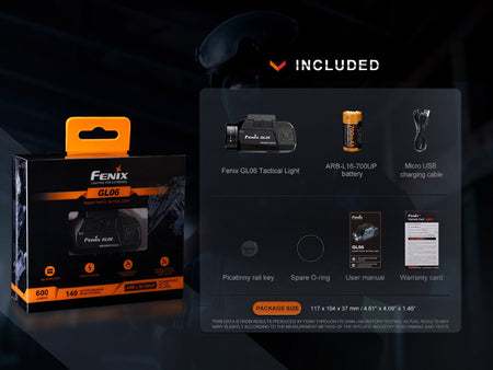 Fenix GL06 Pocket Pistol Tactical LED Light - 600 Lumens - Get Tight Gear