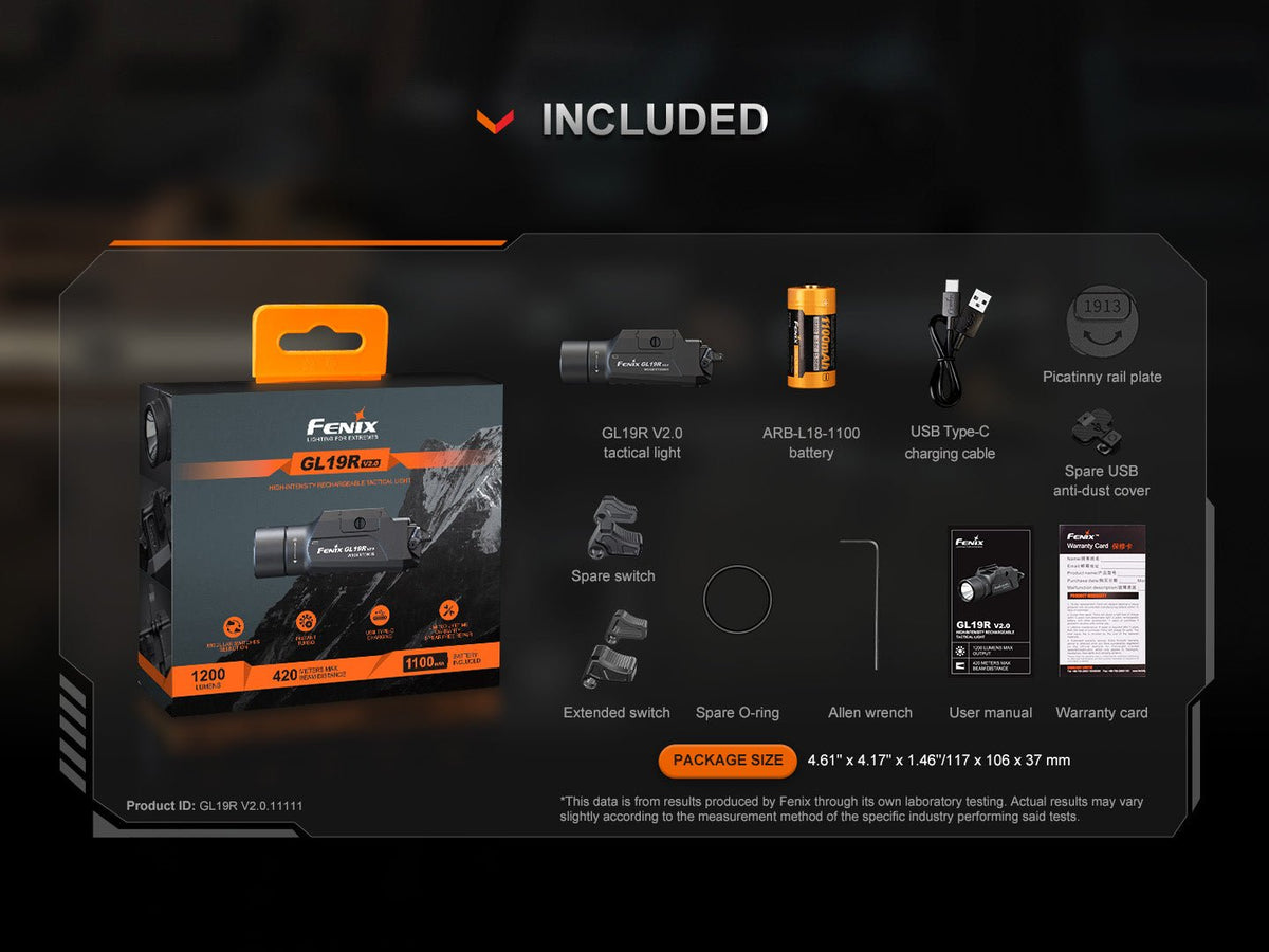 Fenix GL19R V2 Modular Switch Mounted Light - Get Tight Gear