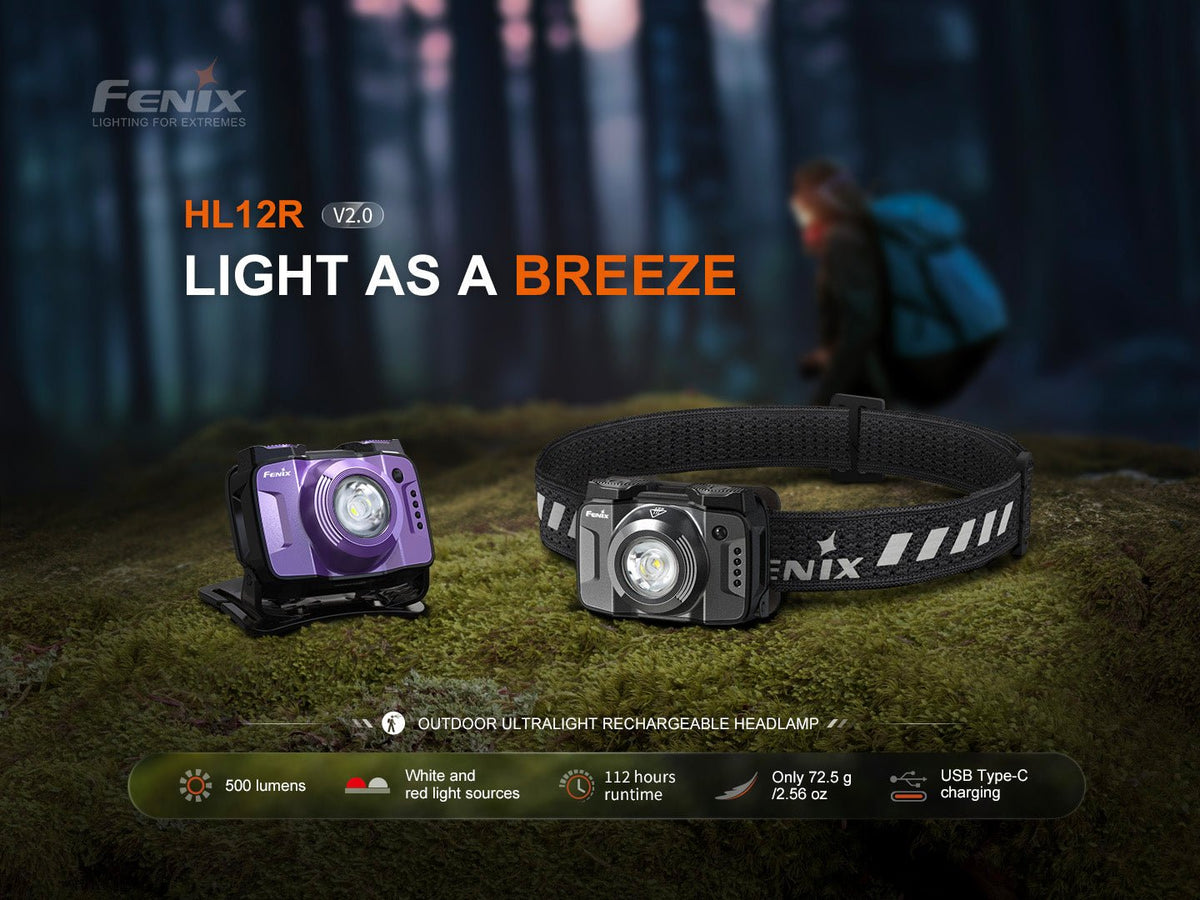 Fenix HL12R V2 Ultralight Outdoor Rechargeable Headlamp - Get Tight Gear