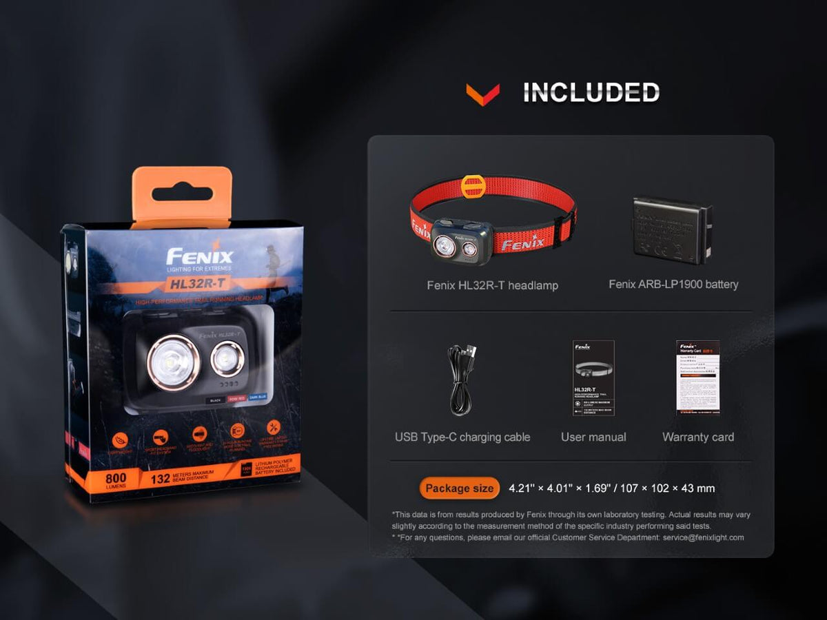 Fenix HL32R - T Trail Running LED Headlamp - 800 Lumens - Get Tight Gear