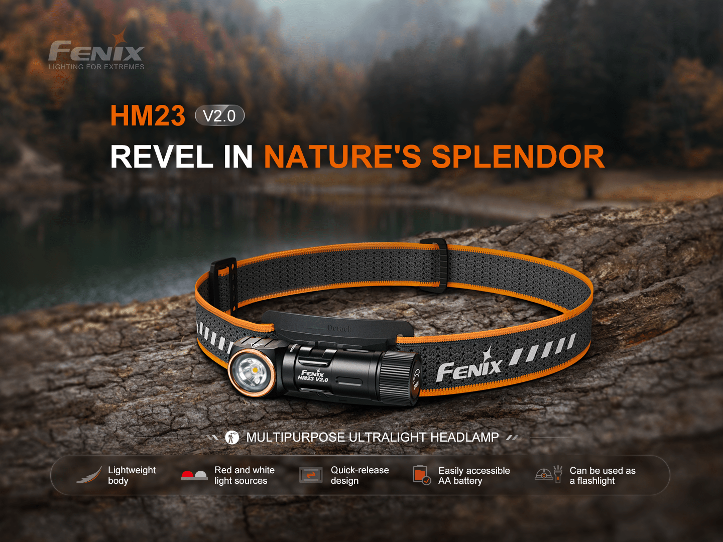 Fenix HM23 V2.0 Lightweight Detachable AA Headlamp - Get Tight Gear