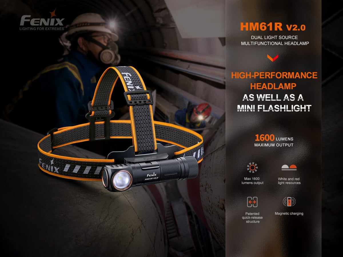 Fenix HM61R V2 Rechargeable LED Headlamp - 1600 Lumens - Get Tight Gear