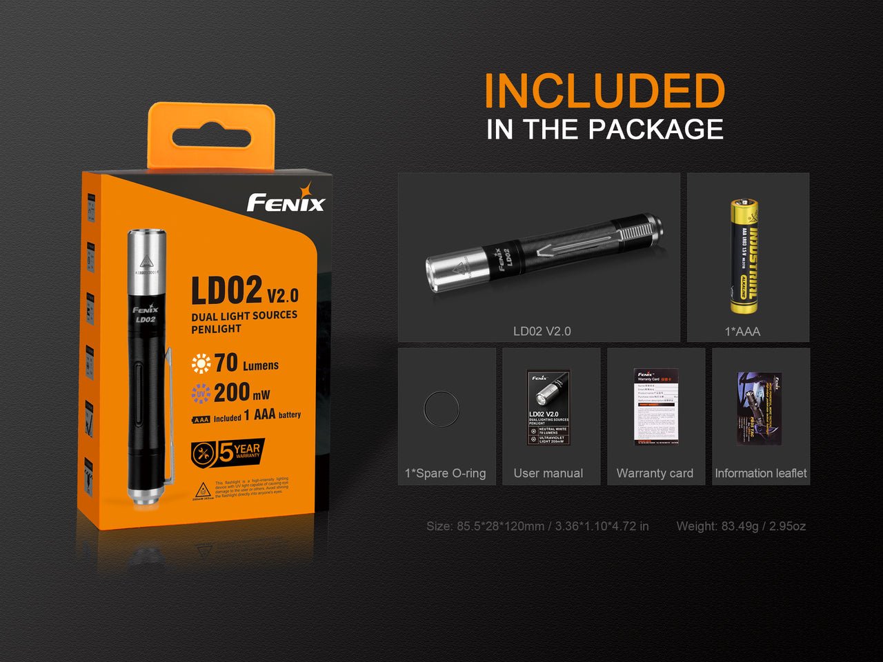 Fenix LD02 V2.0 EDC LED Penlight with UV Lighting - Get Tight Gear