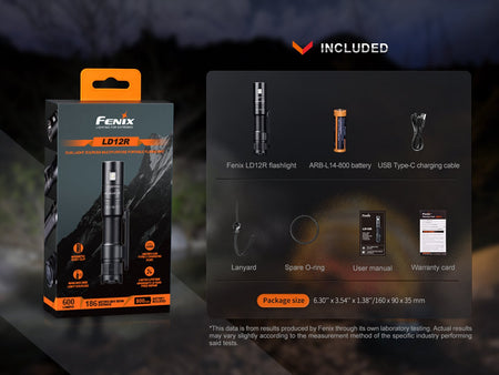 Fenix LD12R Dual Light Flashlight - 600 Lumens - Get Tight Gear
