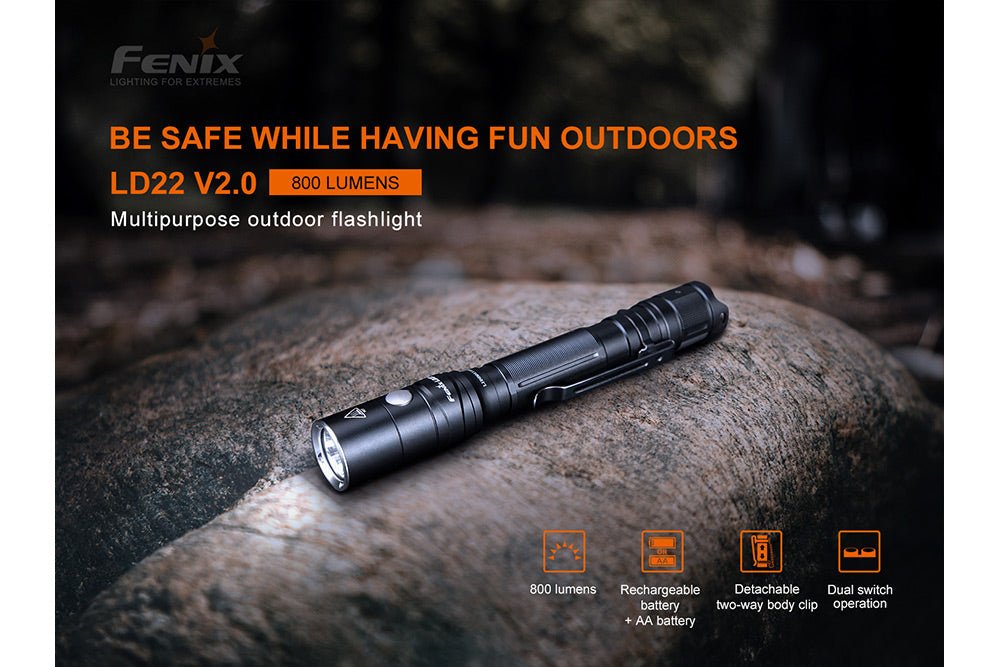 Fenix LD22 V2 Compact LED Flashlight - 800 Lumens - Get Tight Gear